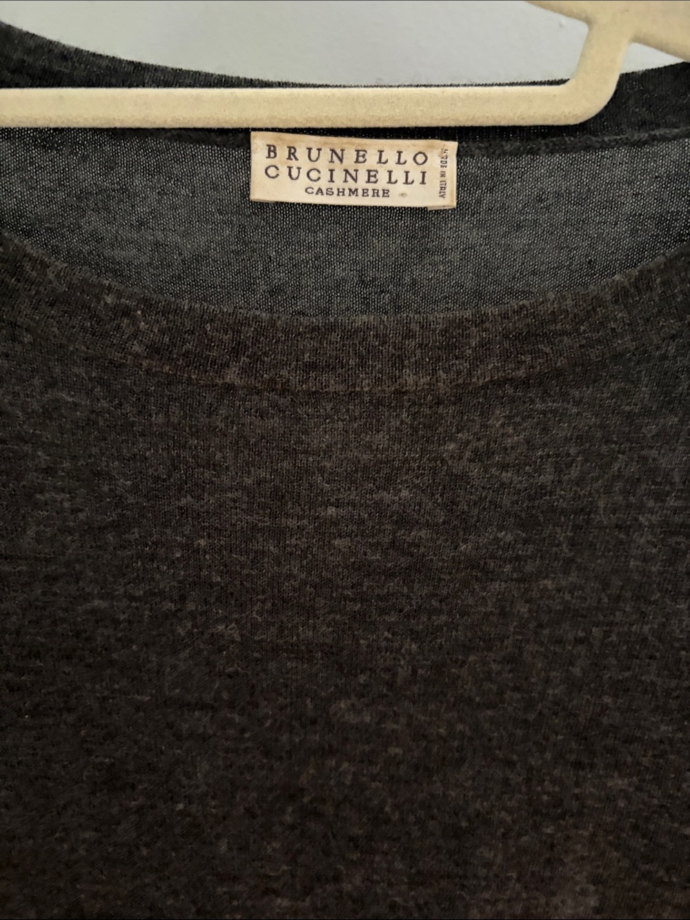Brunello Cucinelli Charcoal Gray Cashmere Crewneck Sweater